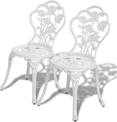 Image de vidaXL Chaises de bistrot 2 pcs. Fonte d'aluminium Blanc