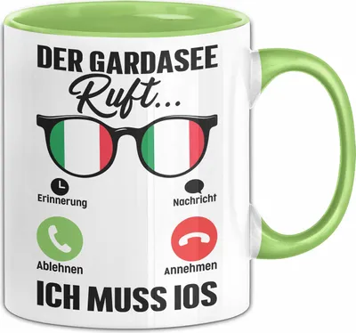 Produktbild von Gardasee Tasse Geschenk Italien Urlaub Der Gardasee Ruft An Kaffee-Becher (Grün)