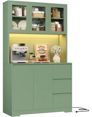 Immagine prodotto di Mobiletto da cucina/credenza con illuminazione a LED e presa multipla, dimensioni 180x100x38,5 cm, colore verde