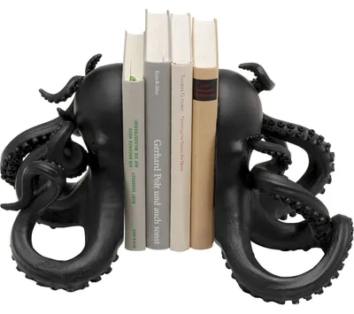 Buchstützen Octopus-Set, 2 Stück, schwarz, 18x28x26 cm