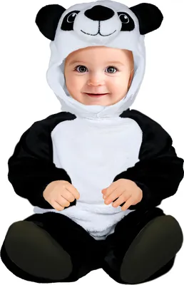 Immagine prodotto di Costume carnevale panda tuta bambino panda tuta con cappuccio costume animale orso bianco nero, taglia: 74/80 colore: bianco
