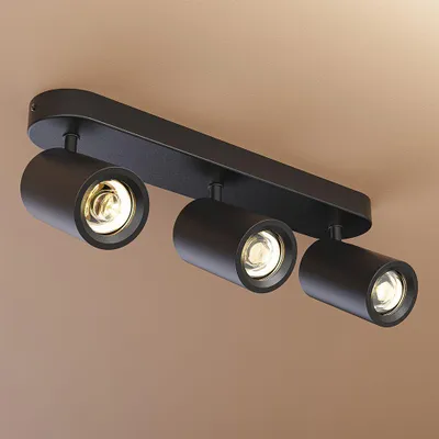 Produktbild von hoftronic LED-Deckenleuchte 3 Spots GU10 IP20 Schwarz rechteckig schwenkbar
