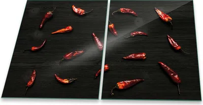 Produktbild von Herdabdeckplatten Glaskeramik Spritzschutz Glas Universal 2-Teilig 2x40x52 Paprika Rot