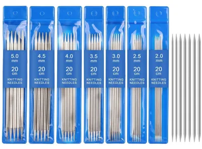 Immagine prodotto di Set di ferri da maglia, 35 pezzi, lunghezza 20 cm, acciaio inossidabile, da 2,0 a 5,0 mm, ideali per calze e altro