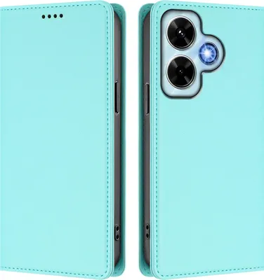 Image de Etui en cuir pour Xiaomi Redmi Note 13 4G, étui magnétique en cuirPolyuréthaneavec support Vert Menthe