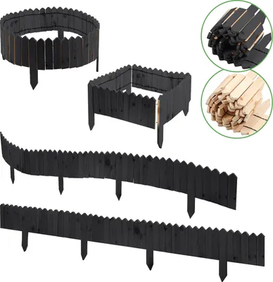 Produktbild von Clanmacy Rasenkante Holzvertäfelung Beeteinfassung Beetbegrenzung Rasenkanten rasenkante kunststoff für Garten,200*10*1.5cm Anthrazit
