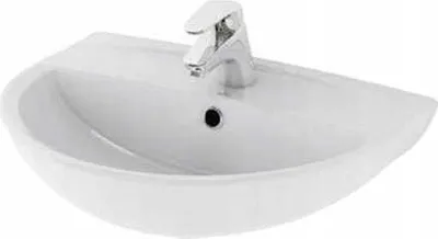 Zdjęcie produktu dla Umywalka ceramiczna z półokrągłą umywalką biała 58,5 x 42,5 x 12,5 cm
