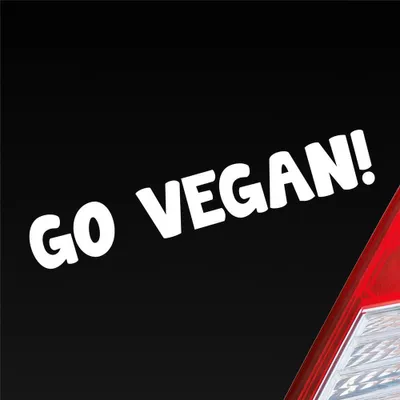 Produktbild von Auto Aufkleber Go Vegan! Werde Veganer ! Tierliebe Love Car 19x3 cm Weiss Glanz Sticker Heckscheibenaufkleber