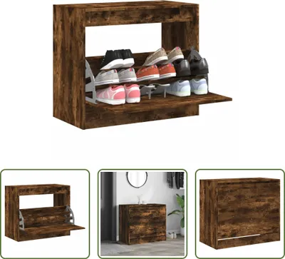 Produktbild von The Living Store Schuhschrank Räuchereiche 80x42x69 cm Holzwerkstoff