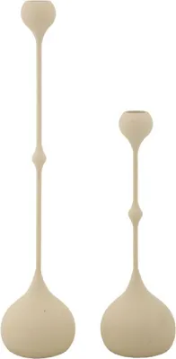 Image de Mauro Ferretti Bougeoirs Slimmy Crème - Set de 2 Ø 8x26/37 cm