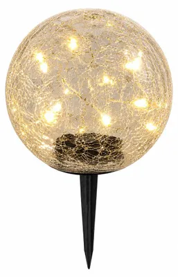Produktbild von LED Solarleuchte, Glas, Klar, Crackleglas, Spritzwassergeschützt, D 20 cm