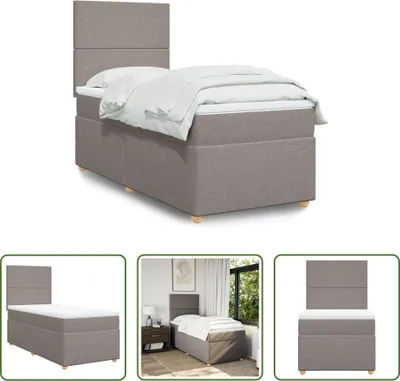 Produktbild von The Living Store Boxspringbett mit Matratze Taupe 100x200 cm Stoff