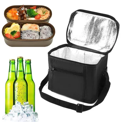 Image de Sac isotherme pliable de 10 litres, idéal pour le pique-nique, en tissu Oxford, couleur noire