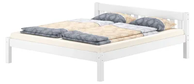 Produktbild von Weißes Doppelbett 180x200 Massivholzbett Kiefer massiv mit wählbarem Zubehör V-60.38-18Wohne Zubehör