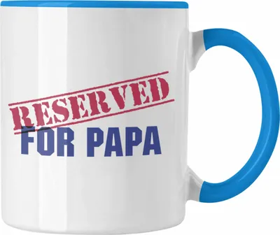 Produktbild von Trendation - Reserved For Papa Geschenk Tasse Geschenkidee Lustig Spruch Vater Vatertag Lustige Geschenkidee (Blau)
