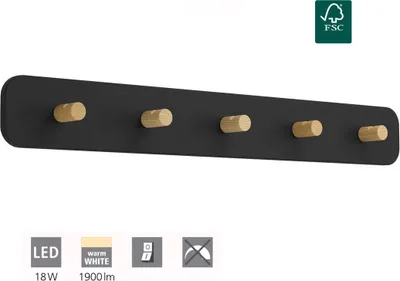 Zdjęcie produktu dla Eglo 99596 CIVITATE lampa ścienna LED 18W 760x100mm czarny brąz ciepły biały