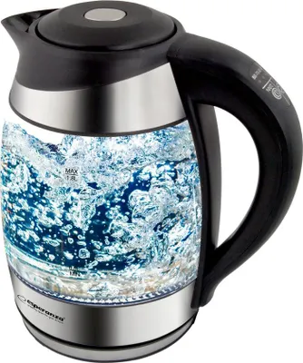 Productafbeelding van Esperanza elektrische waterkoker van glas met LED-verlichting en temperatuurregeling, 1,7 liter, zwart