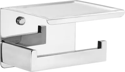 Image de Porte-rouleau de papier toilette, adhésif, en acier inoxydable, avec étagère, pour salle de bain