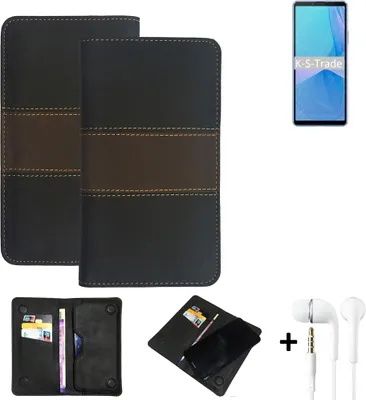 Produktbild von K-S-Trade Handyhülle + Kopfhörer kompatibel mit Sony Xperia 10 III Schutzhülle Walletcase Bookstyle Tasche Schutz Case Hülle Wallet Cover
