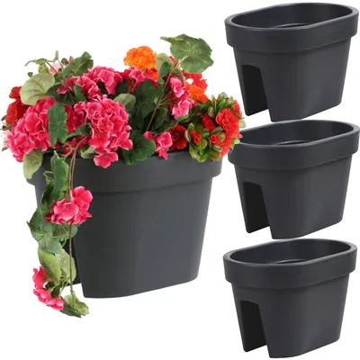 Immagine prodotto di Set di 3 fioriere da balcone in antracite