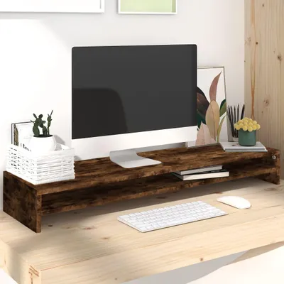 Produktbild von vidaXL Monitorständer Räuchereiche 100x24x13 cm Holzwerkstoff