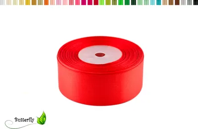 Produktbild von Satinband 38mm x 32m Rolle, Farbe:055 rot