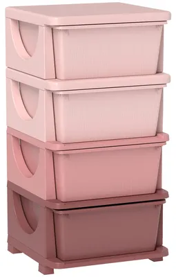 Produktbild von Aufbewahrungsboxen für Kinder, 4 Schubladen, Rosa, 37x37x76 cm