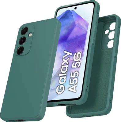 Image de Etui pour Samsung Galaxy A55 Etui en silicone liquide souple, antichoc en caoutchouc Vert nuit