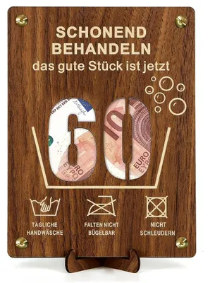 Produktbild von Geldgeschenk zum 60. Geburtstag mit Holzkarte und Zubehör