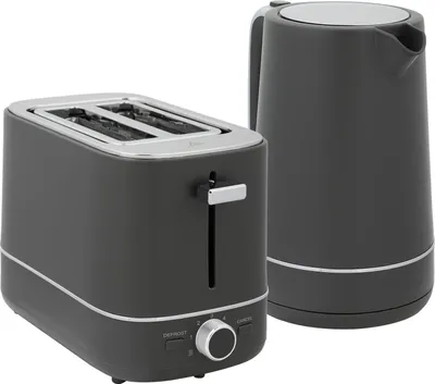 Produktbild von Wasserkocher- und Toaster-Set, 1,7 l, 6 Bräunungsstufen, Grau