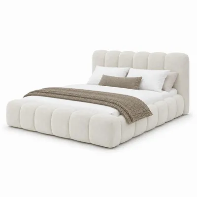 Produktbild von Sofello Designerbett BUBBLE 140x200 – Bouclé QUELLE 02 & Metallrahmen