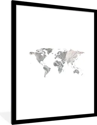 Produktbild von MuchoWow® Gerahmtes Poster Weltkarte - Farbe - Marmor 60x80 cm - Poster mit Schwarzem Bilderrahmen Wandposter Rahmen Foto Bilder - Wohnzimmer - Dekorationen - Prämie