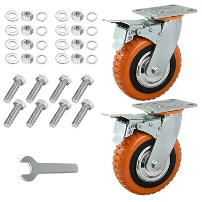 Schwerlast-Lenkrollen 200 mm mit Bremse, 2 Stück, 1000 kg Tragkraft