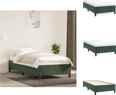 Zdjęcie produktu dla vidaXL Rama łóżka ciemnozielona 90x200 cm aksamitna - Łóżka i ramy łóżek