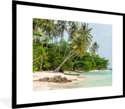 Produktbild von MuchoWow® Gerahmtes Poster Palmen - Strand - Sommer - Tropisch 80x60 cm - Poster mit Schwarzem Bilderrahmen Wandposter Rahmen Foto Bilder - Schlafzimmer-Dekorationen - Fotoposter