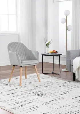 Image de Ensemble de deux sièges - Accoudoirs recouverts de velours - Conception ergonomique - Structure en bois robuste - Pour le salon, la salle à manger ou la cuisine - Beige - 50 x 42 x 81 cm