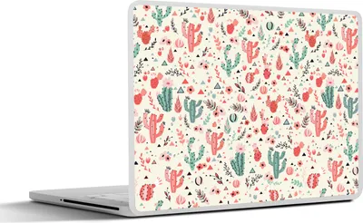 Produktbild von MuchoWow® Laptop Aufkleber Sticker Cover Kaktus - Blumen - Pastell - Muster 40x30 cm - Laptop Dekoration - Selbstklebend