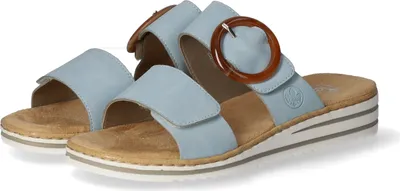 Obrázok produktu pre Rieker dámske mule na podpätku so zapínaním na suchý zips V0692, veľkosť:40 EU, farba:modrá