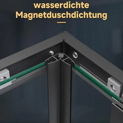 Productafbeelding van Zwarte Hoekinstap Douchecabine 70 x 70 cm - Schuifdeur en Veiligheidsglas