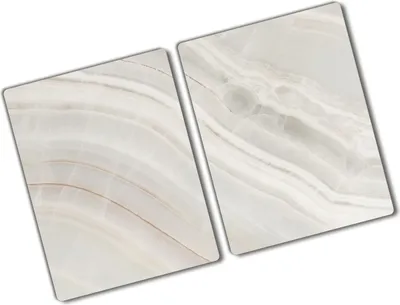 Produktbild von Tulup Glas Herdabdeckplatte - 2x40x52 cm - Glaskeramikkochfeld-Abdeckung Spritzschutz Glasabdeckplatte Kochplattenabdeckung und Schneidebrett - Zweiteilig - Kunst: modern & klassisch - Marmor Textur - Beige