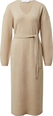 Produktbild von comma Midi Kleid aus Wollmix-Strick mit V-Ausschnitt, Langarm und Bindegürtel im Relaxed Fit
