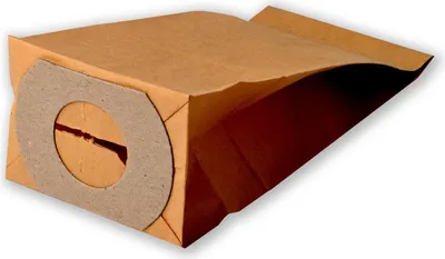 A single brown paper vacuum cleaner bag with a circular cardboard opening on one end.