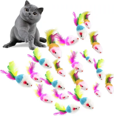 Produktbild von Interaktives Katzenspielzeug für Katzen und Kätzchen - 20er Pack Flauschige Spielmaus-Set
