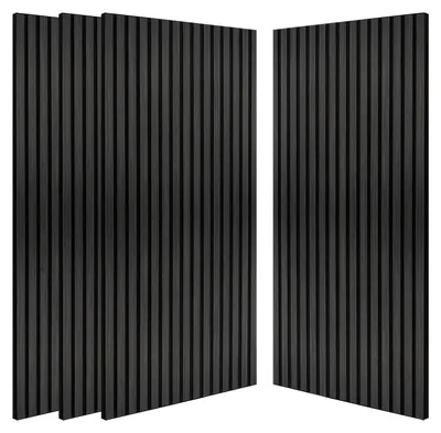 Immagine prodotto di Set di 4 pannelli acustici neri - Pannelli fonoassorbenti in legno "Motief"