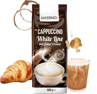 Produktbild von MASSIMO Cappuccino White Line 500g mit feiner Crema - Aromatisiertes Getränkepulver mit löslichem Cappuccinopulver Besonders milchig