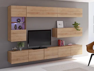 Image de AX LIVING Meubles de salon Kossana 4 - 255cm de large chene doré
