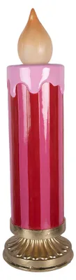 Productafbeelding van Clayre & Eef kerstdecoratie met LED-verlichting, kandelaar, Ø 23x78 cm, rood, keramiek