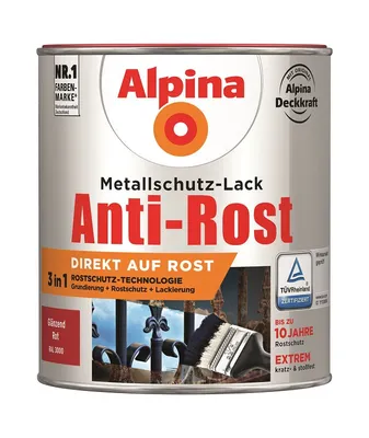 Produktbild von Alpina Metallschutz-Lack Anti-Rost 750 ml rot glänzend