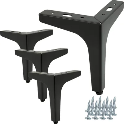 Obrázek produktu pro sada 4 nábytkových noh "Anchor" v černé barvě - 15 cm vysoké, robustní a moderní, ideální pro různé kusy nábytku, včetně montážních šroubů.