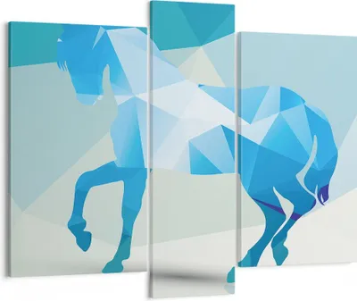 Produktbild von Bild auf Leinwand - Leinwandbild - Pferd Illustration modern Grafik - 95x80cm - Wand Bild - Wanddeko - Leinwanddruck - Bilder - Kunstdruck - Wanddekoration - Leinwand bilder - Wandkunst - CB95x80-2814